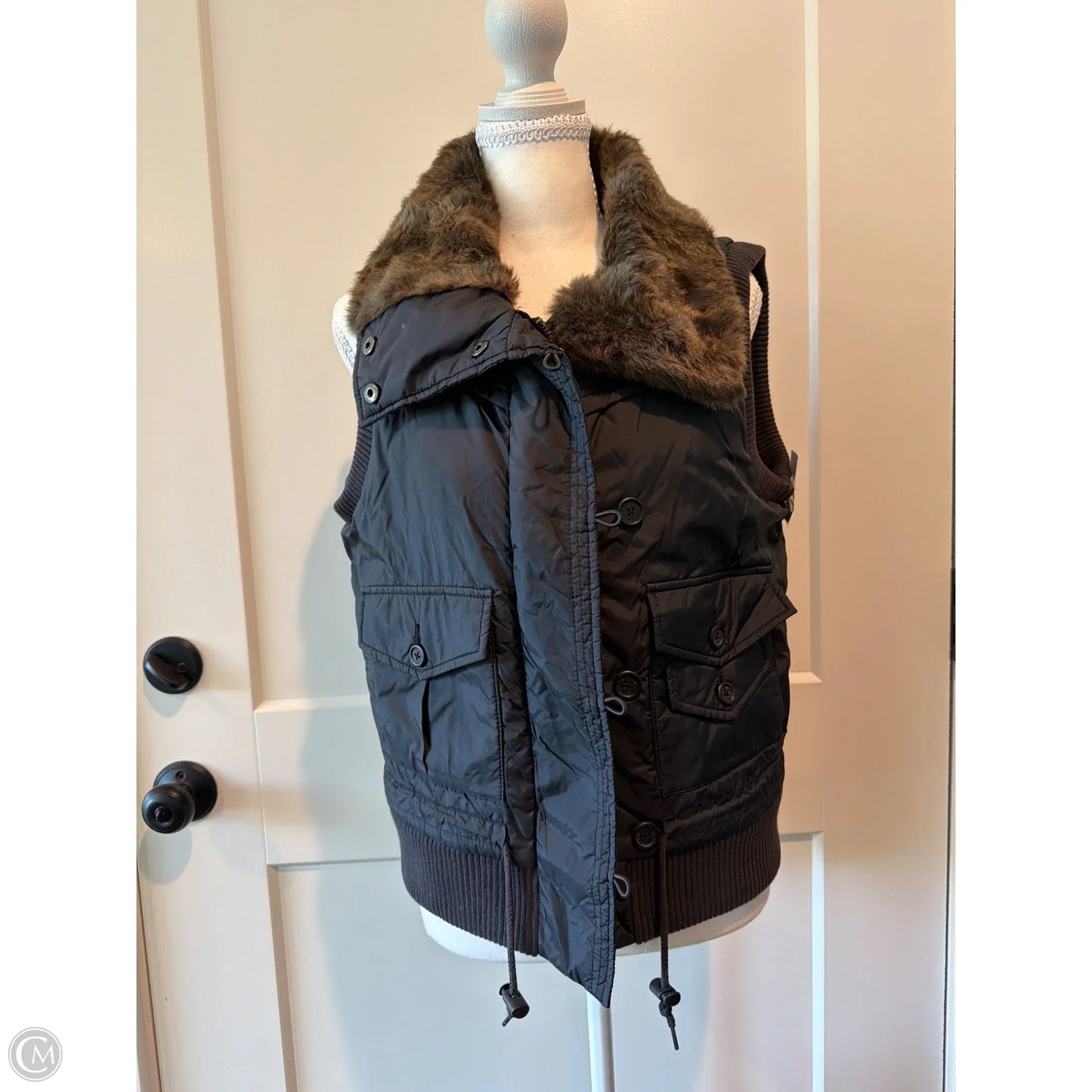 Vest Puffer & Quilted By Dkny In Black, Size: M