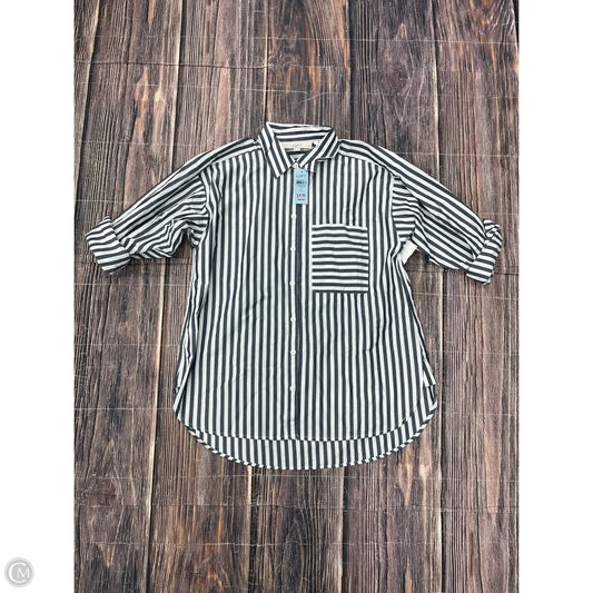 Top 3/4 Sleeve By Loft In Grey & White, Size: Sp
