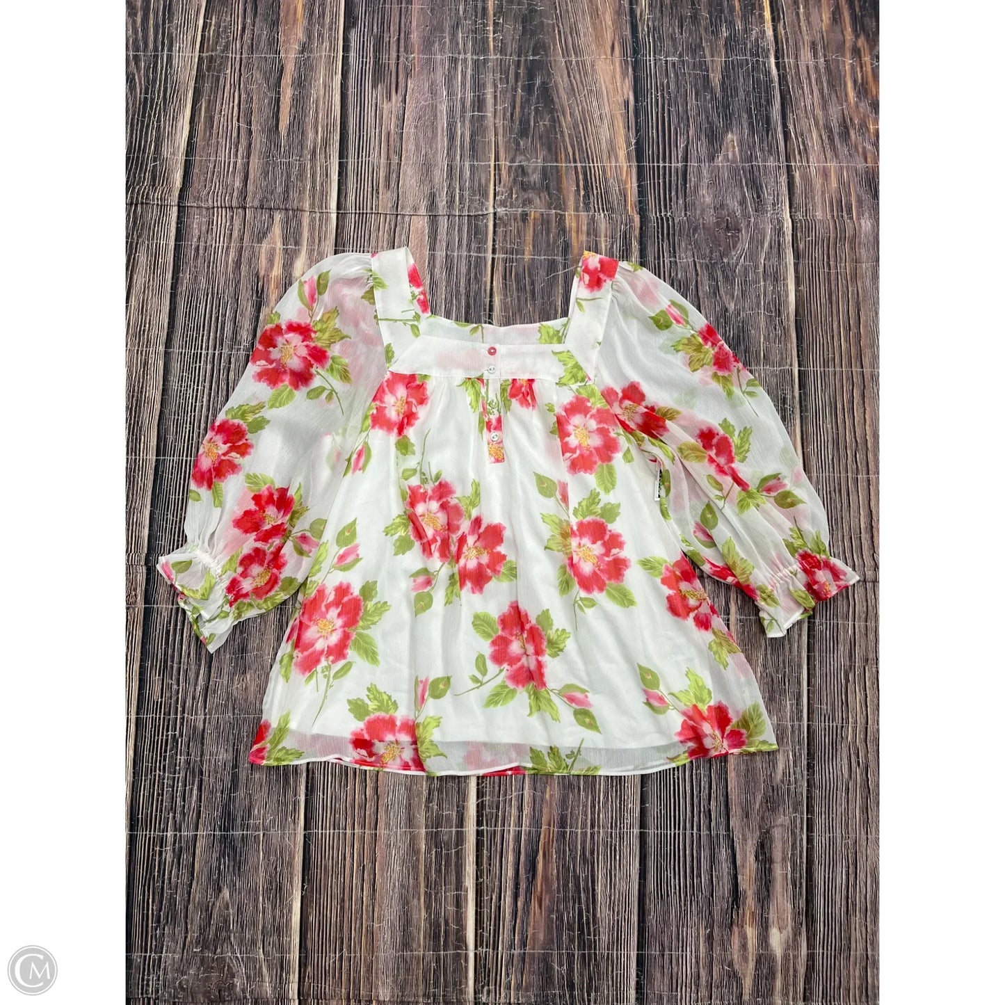 Top Long Sleeve By Lc Lauren Conrad In Floral Print, Size: L