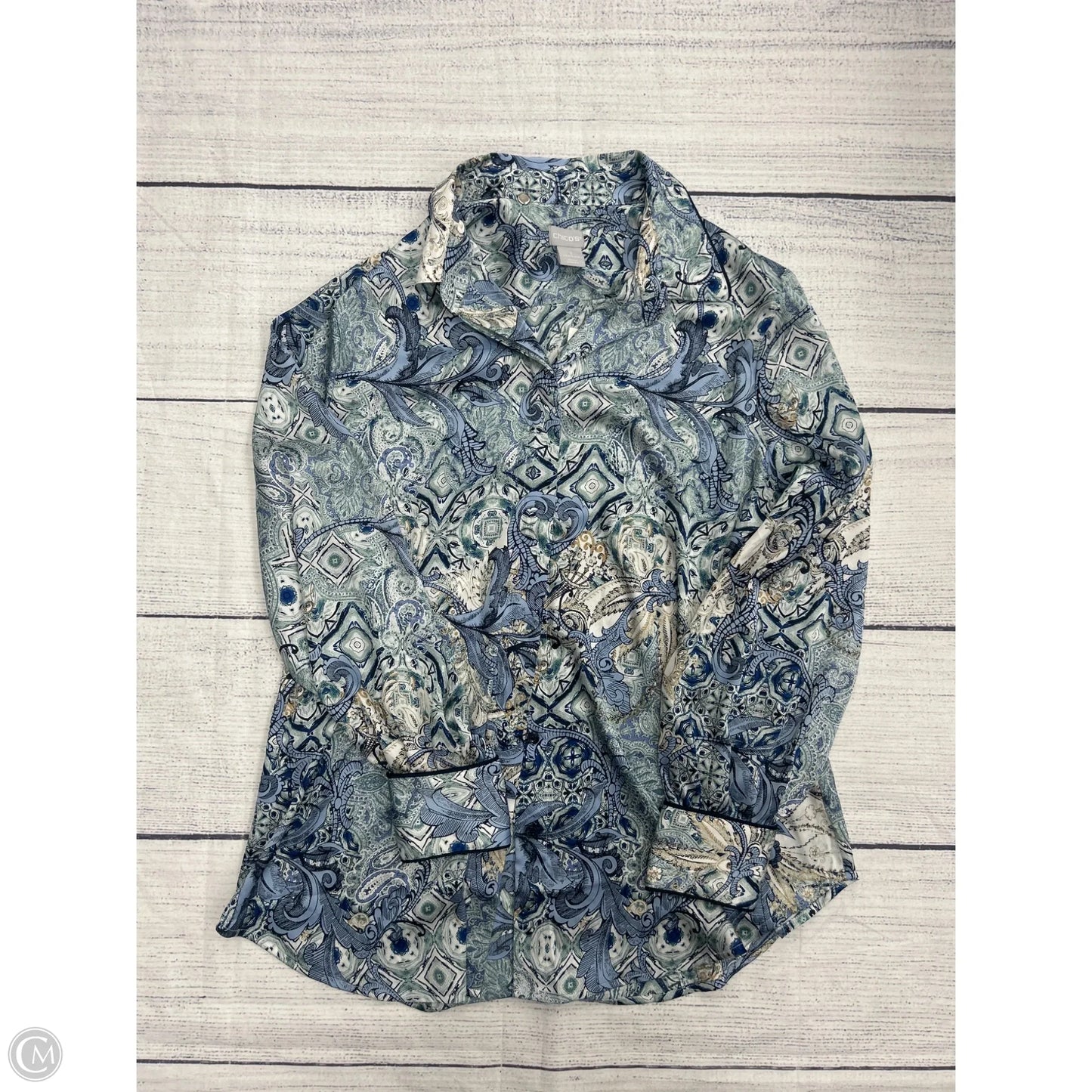 Top Long Sleeve By Chicos In Blue, Size: L