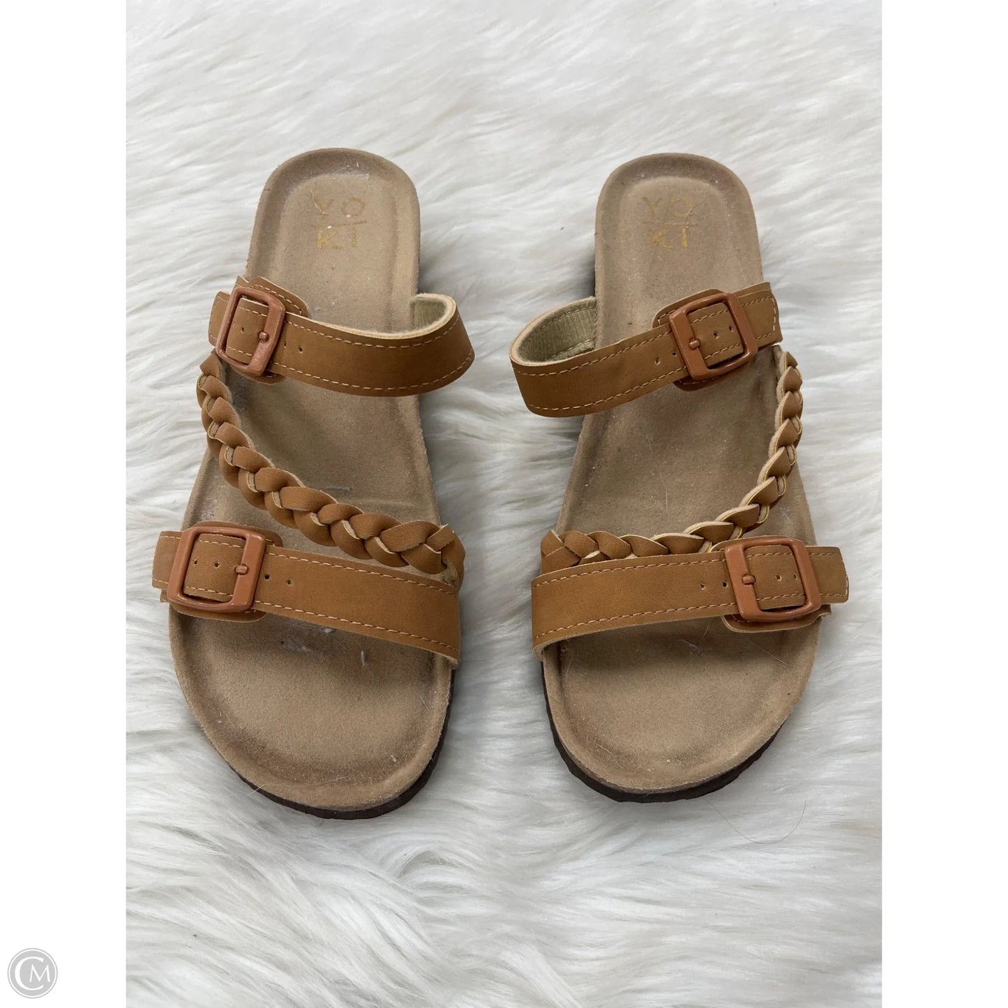 Sandals Heels Wedge By Yoki In Brown, Size: 8.5