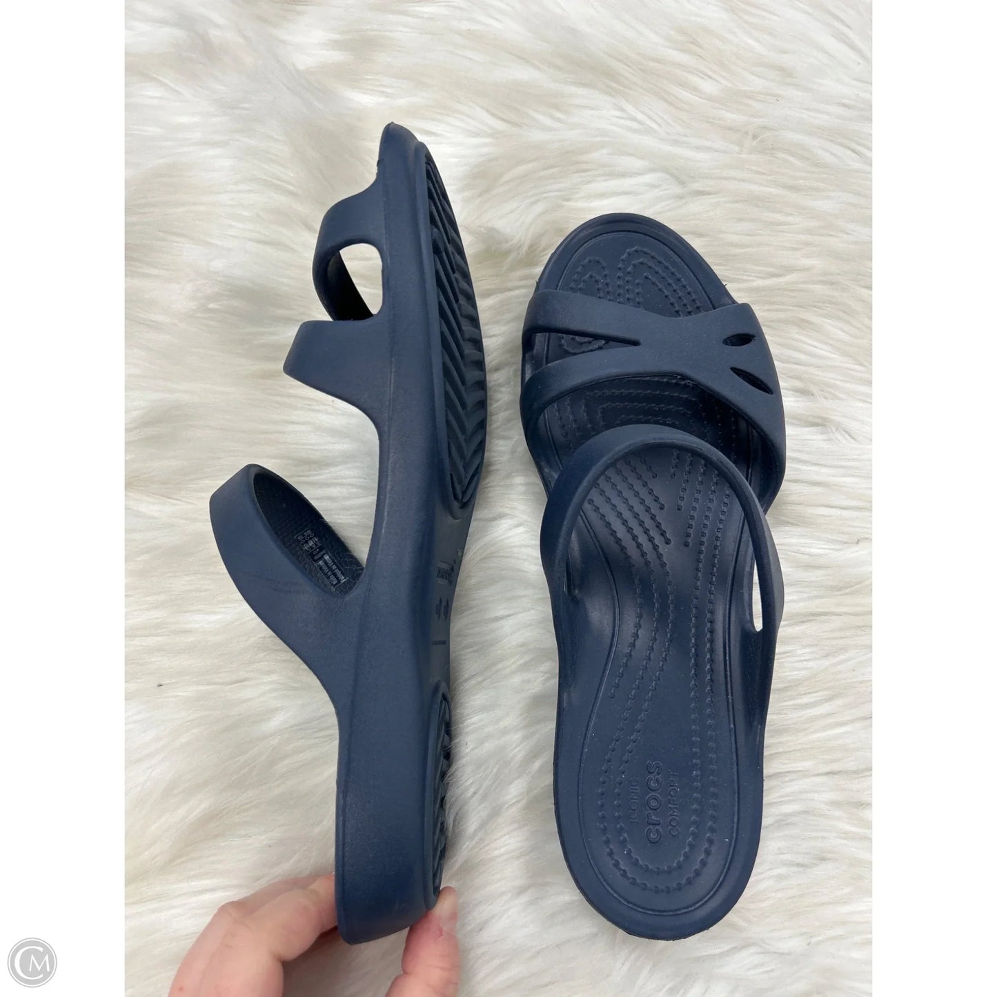 Sandals Flats By Crocs In Blue, Size: 10