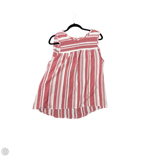 Blouse Sleeveless By Knox Rose In Red & White, Size: Xxl
