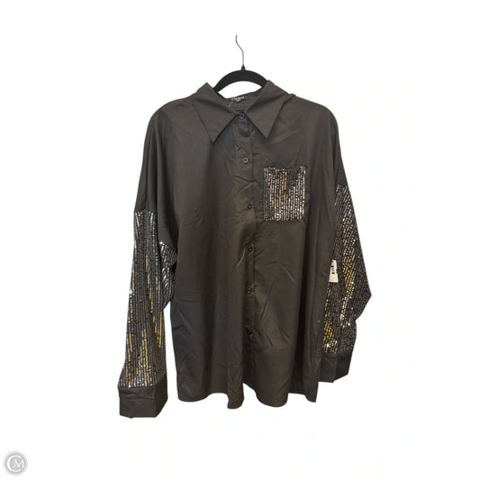 Blouse Long Sleeve By Clothes Mentor In Black & Silver, Size: 3x