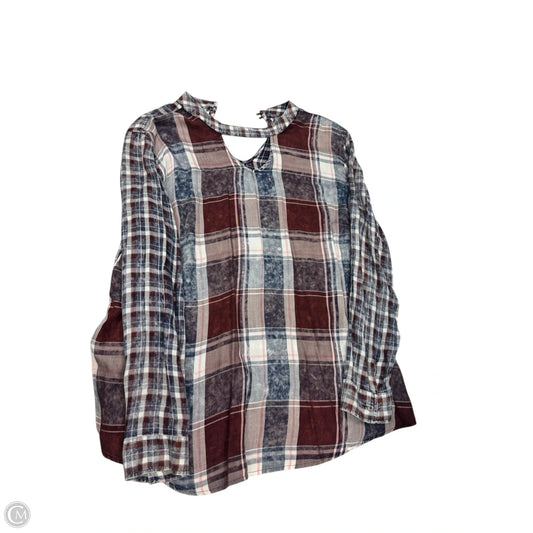 Blouse Long Sleeve By Maurices In Blue & Red, Size: Xl