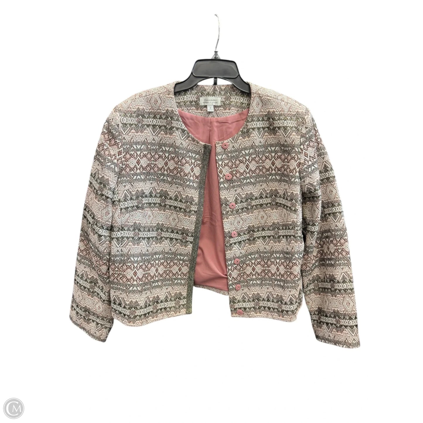 Skirt Set 2pc By Tahari By Arthur Levine In Grey & Pink, Size: 18