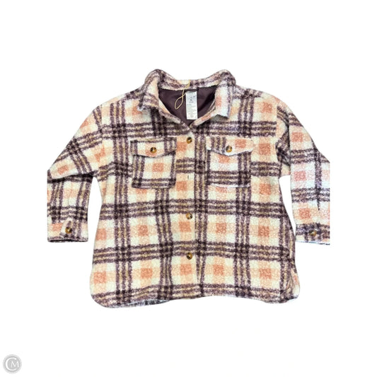 Jacket Shirt By Serra In Pink & Purple, Size: Xl
