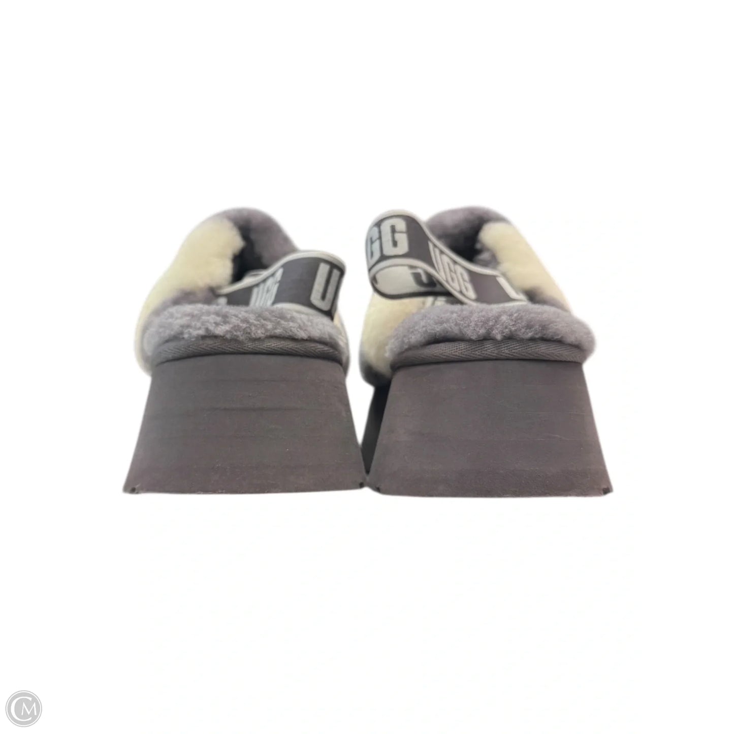 Slippers Designer By Ugg In Grey & White, Size: 7