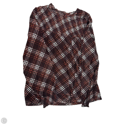 Blouse Long Sleeve By Maurices In Plaid Pattern, Size: 2x