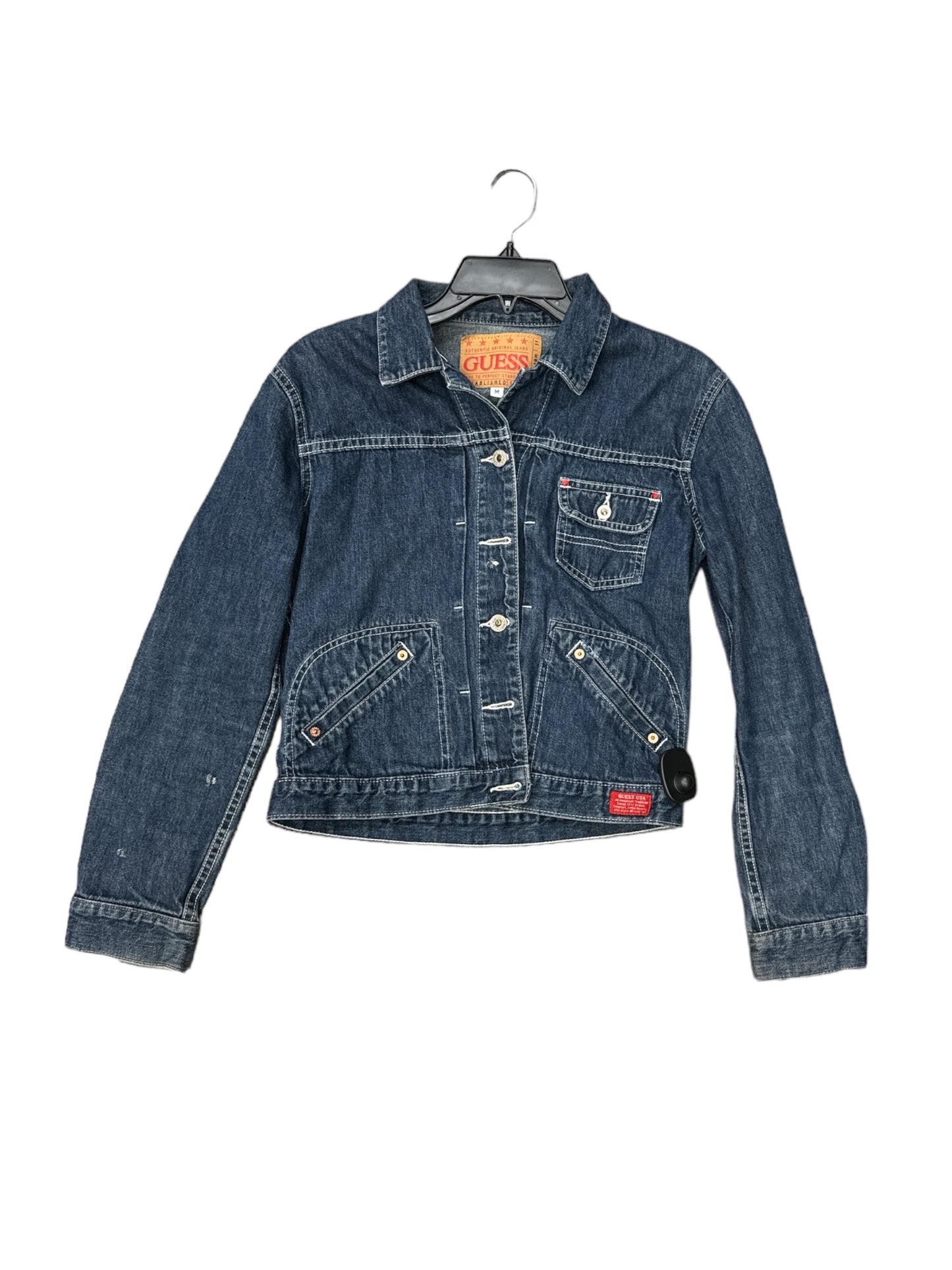 Jacket Denim By Guess In Blue Denim, Size: M