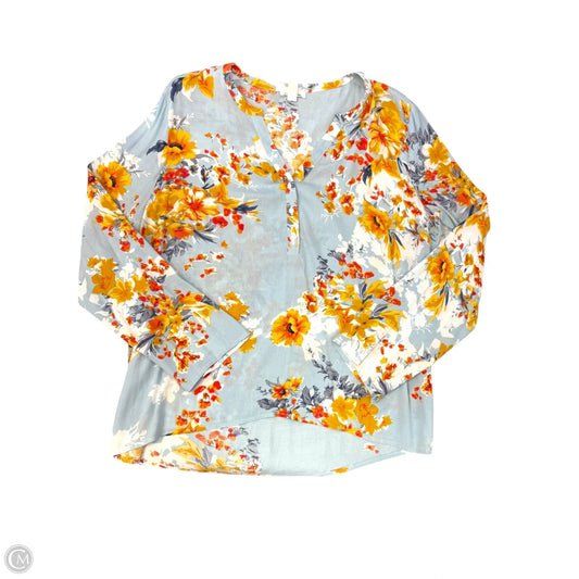 Top Long Sleeve By Tribal In Blue, Size: M