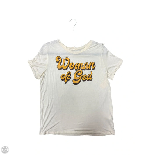 Top Short Sleeve By Hem & Thread In Cream, Size: M