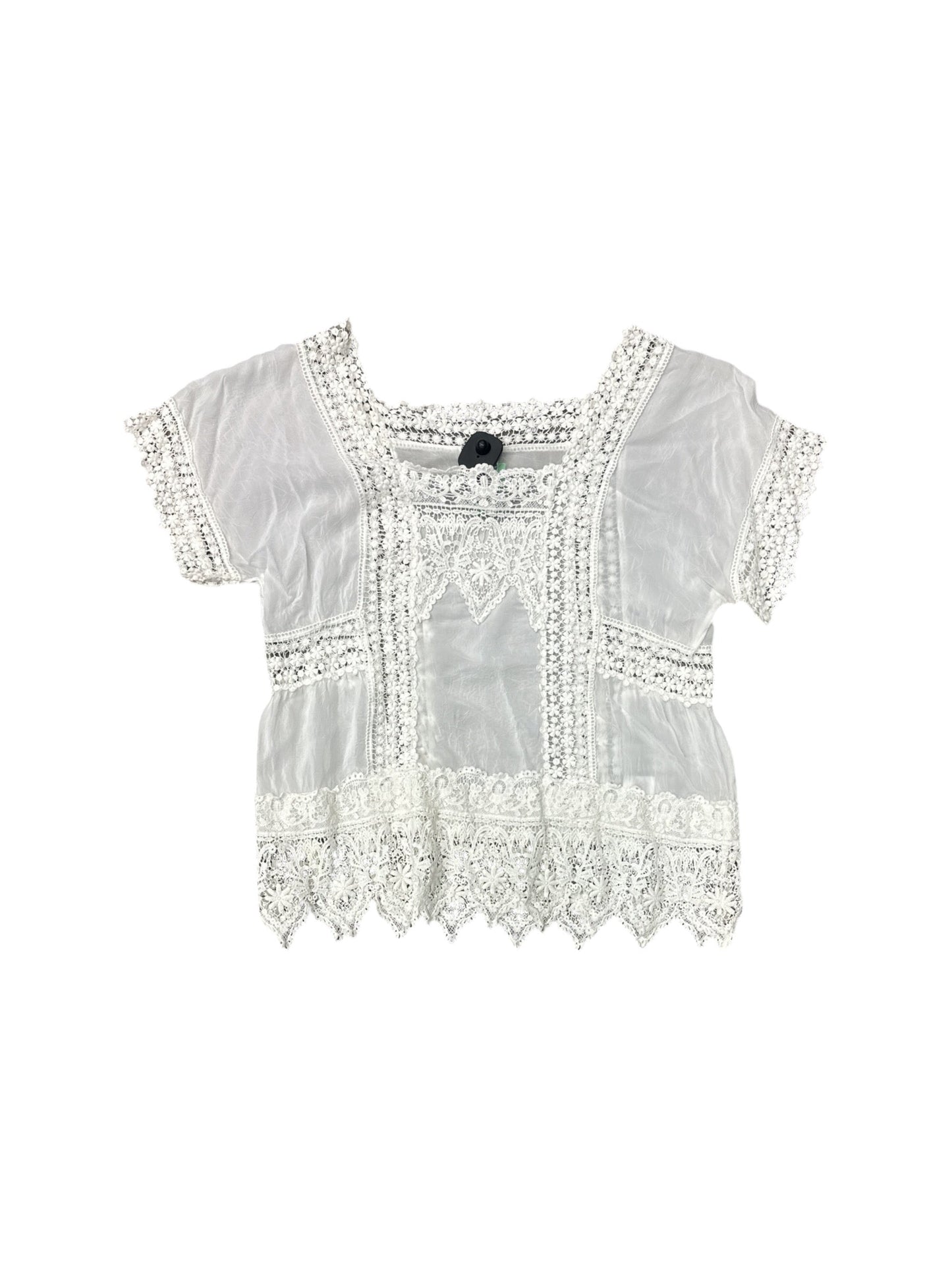 Blouse Short Sleeve By Johnny Was In White, Size: L