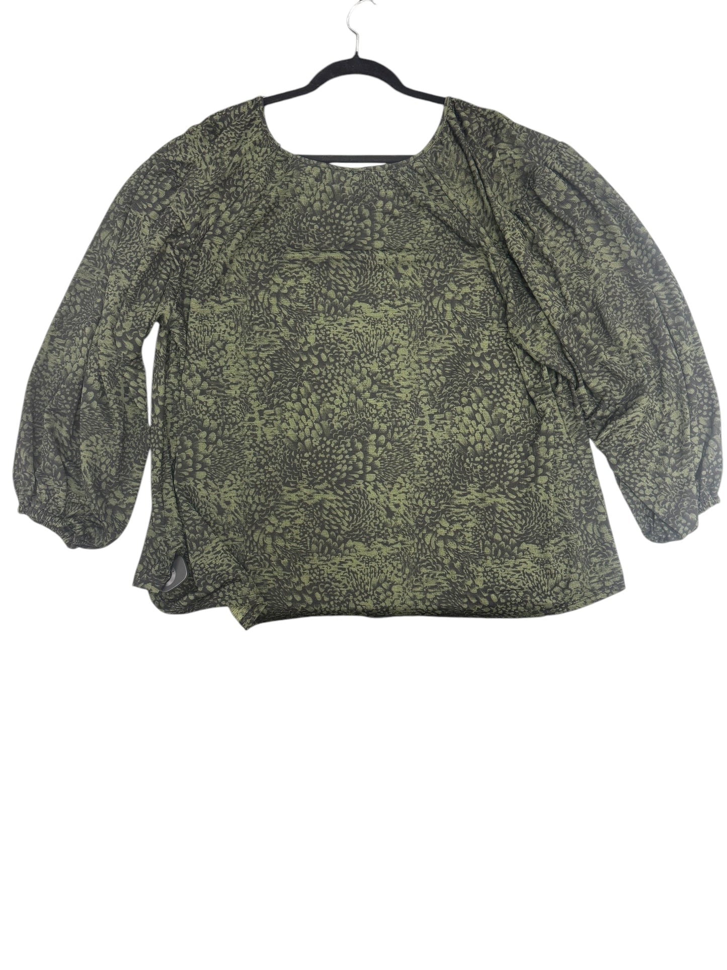 Blouse 3/4 Sleeve By Ava & Viv In Green, Size: 2x