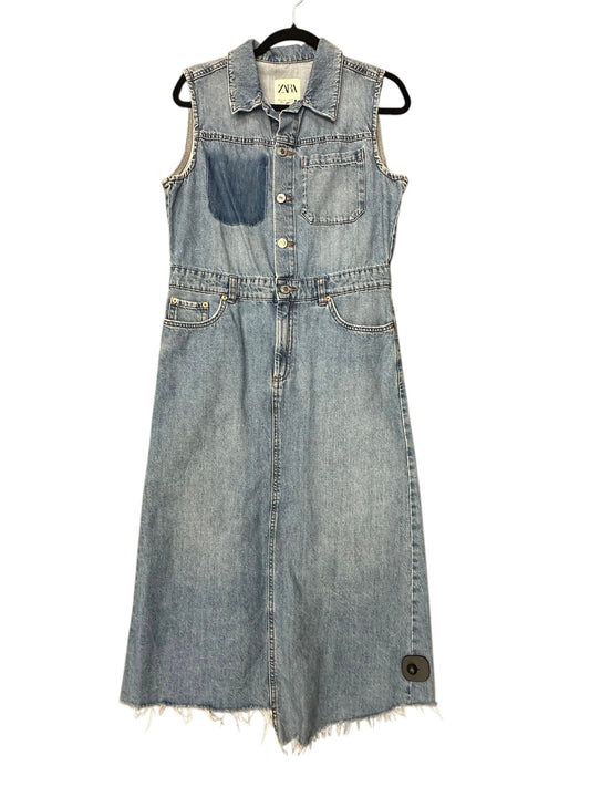 Dress Casual Midi By Zara Basic In Blue Denim, Size: 6