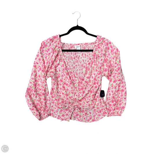 Blouse Long Sleeve By Japna In Pink, Size: L