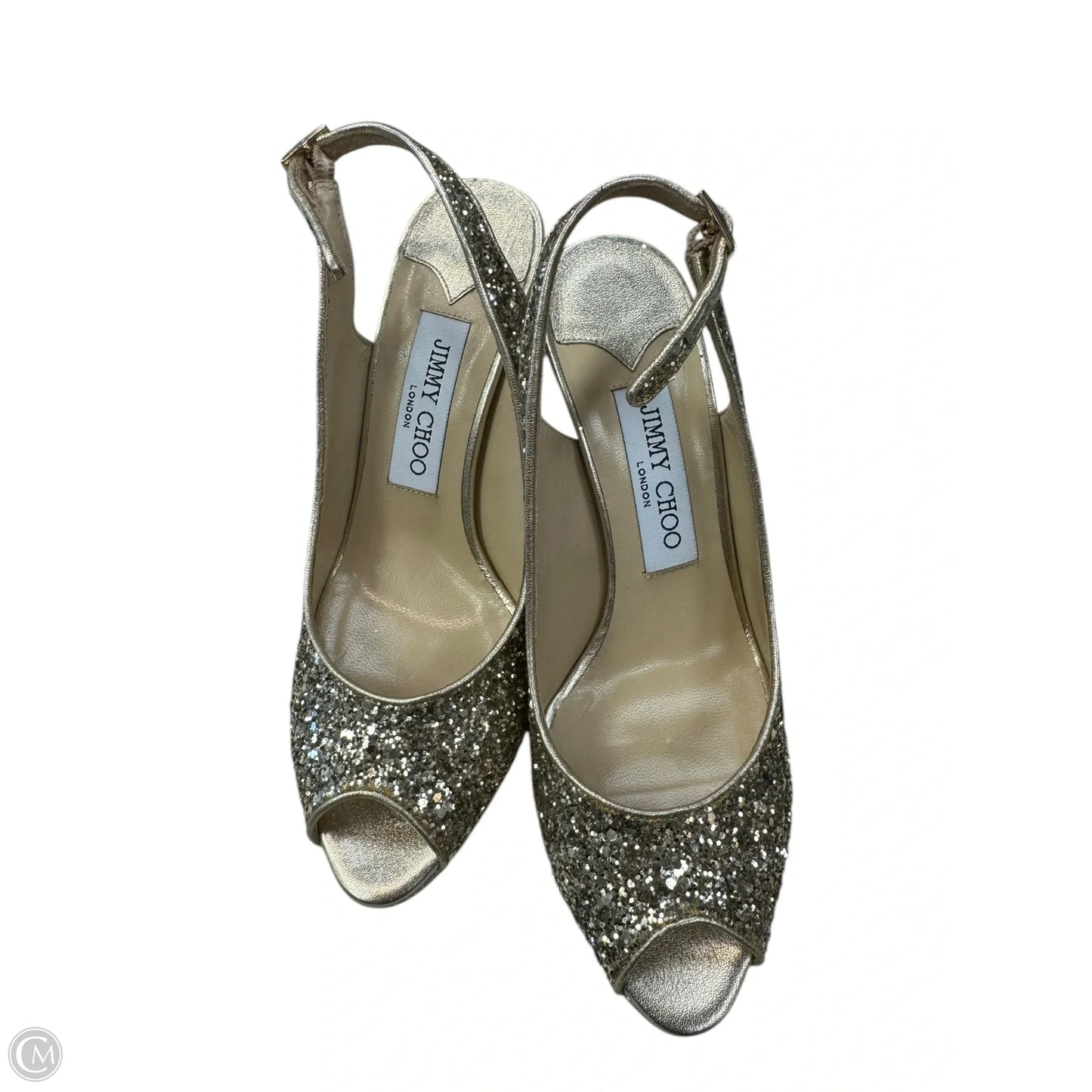 Shoes Luxury Designer By Jimmy Choo In Gold, Size: 6.5