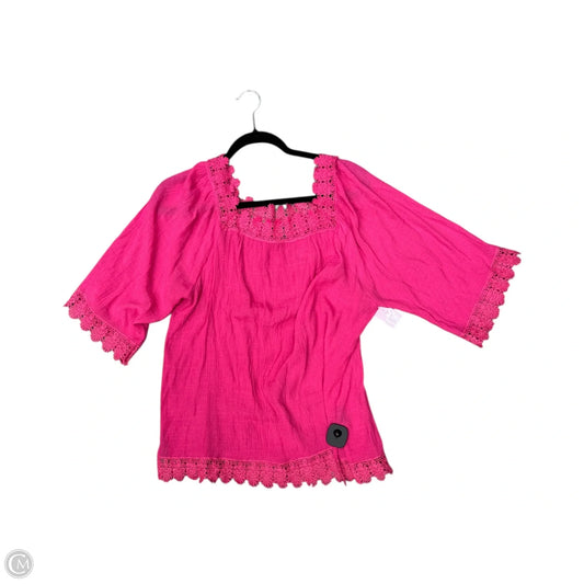 Blouse 3/4 Sleeve By Zac And Rachel In Pink, Size: L