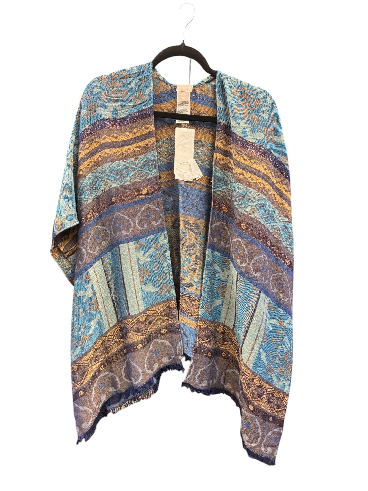 Shawl By Chicos In Blue & Brown, Size: Osfm