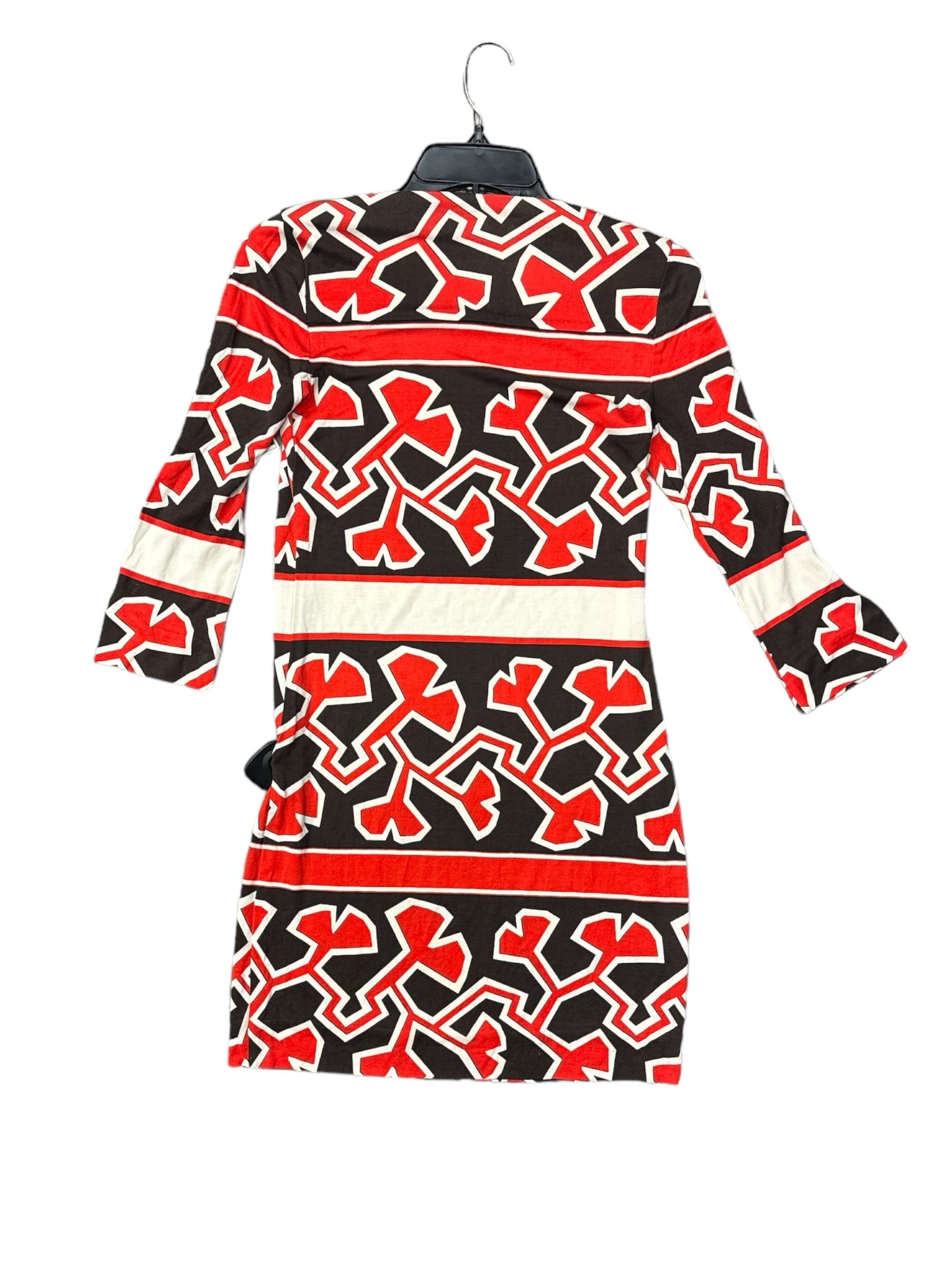 Red & Tan Dress Designer Diane Von Furstenberg, Size 2