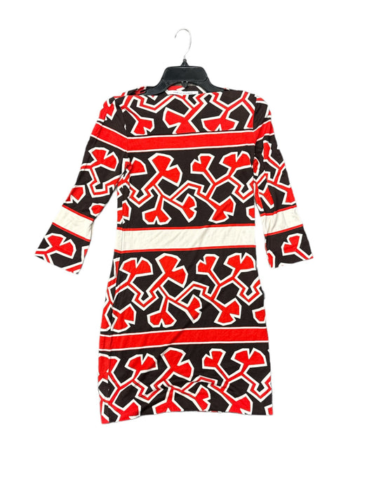 Red & Tan Dress Designer Diane Von Furstenberg, Size 2