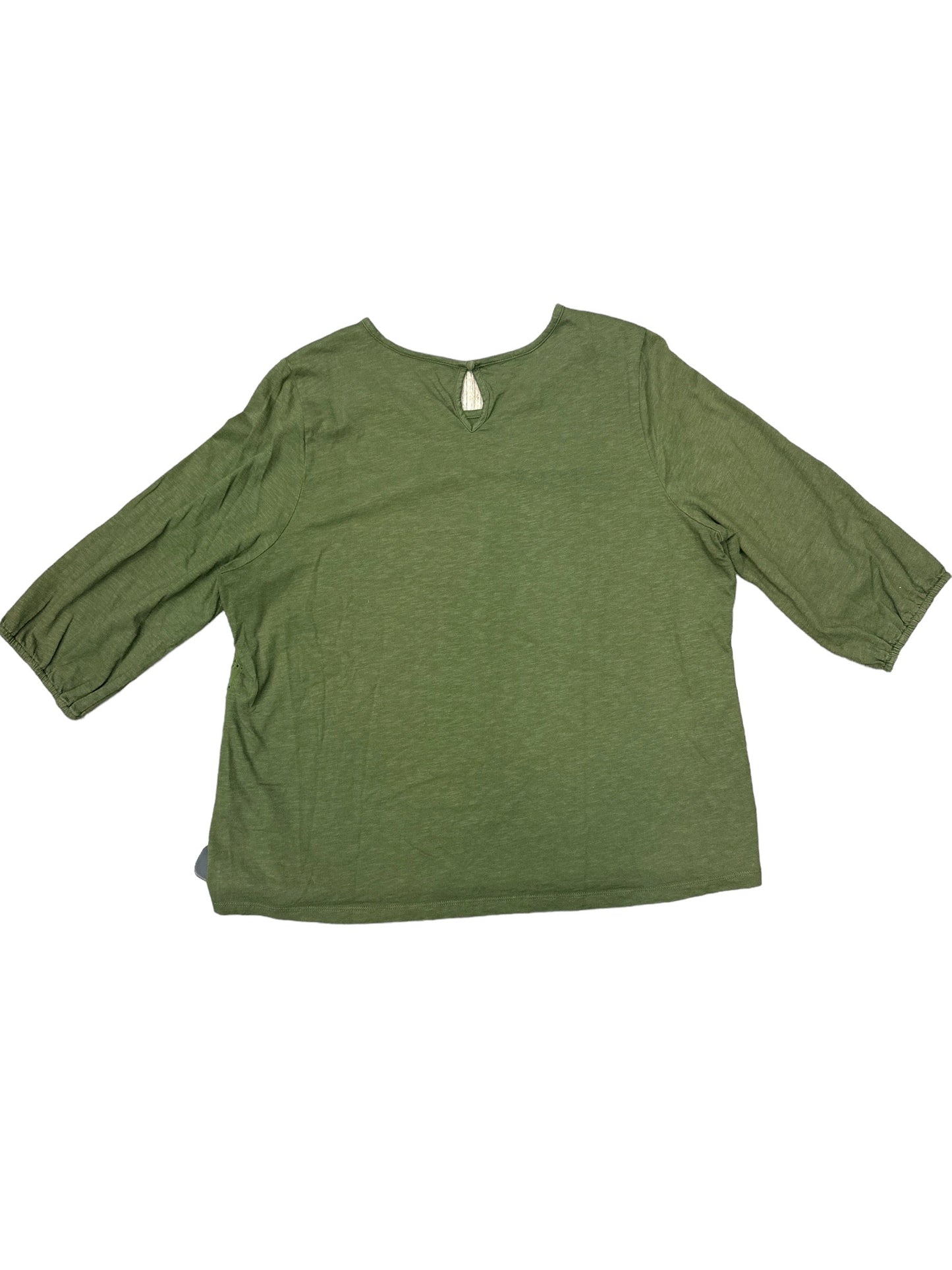 Top 3/4 Sleeve By Cj Banks In Green, Size: 1x