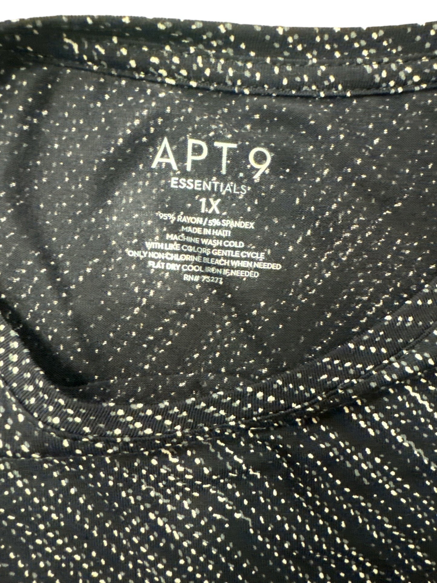 Top Long Sleeve By Apt 9 In Black, Size: 1x