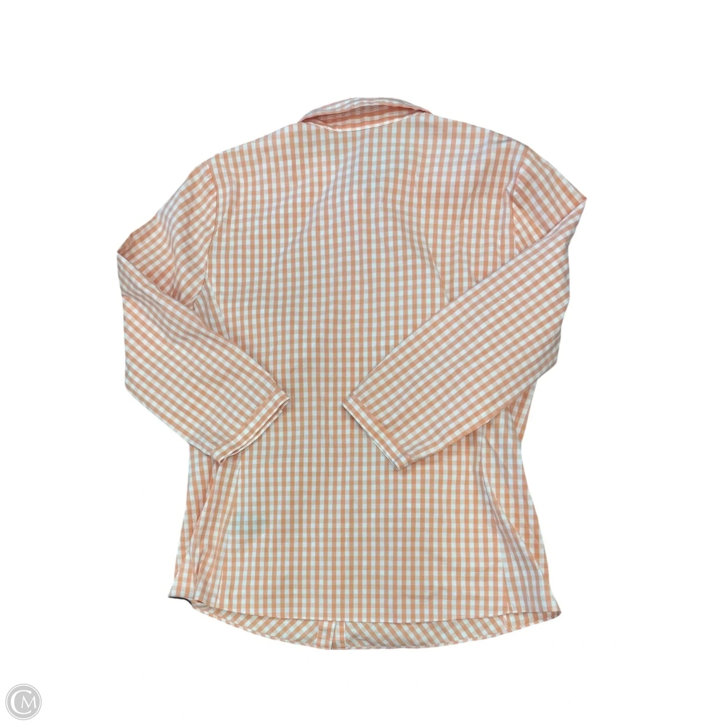 Top Long Sleeve Designer By Lafayette 148 In Orange & White, Size: 12