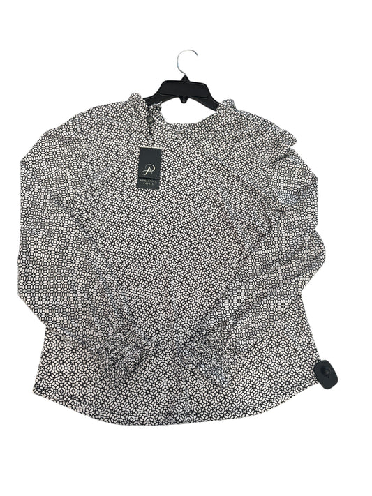 Top Long Sleeve By Adrianna Papell In Black & White, Size: M