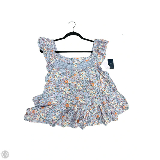 Top Short Sleeve By Lucky Brand In Floral Print, Size: L