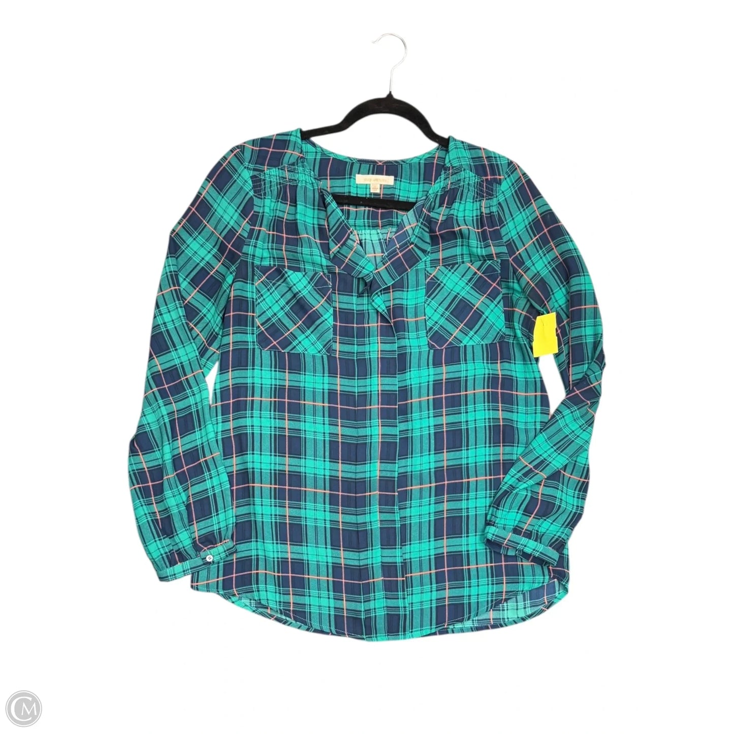 Top Long Sleeve By Skies Are Blue In Green, Size: S