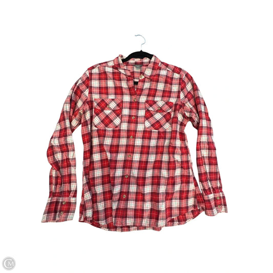 Top Long Sleeve By Eddie Bauer In Plaid Pattern, Size: L