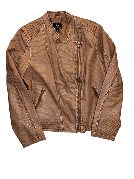 Jacket Moto By G By Giuliana In Brown, Size:Xl