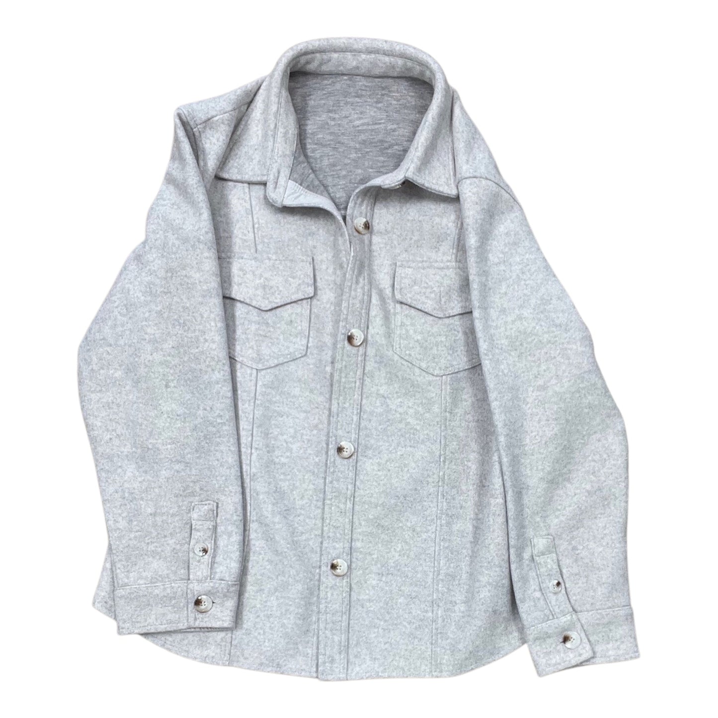 Jacket Shirt By Clothes Mentor In Grey, Size:M