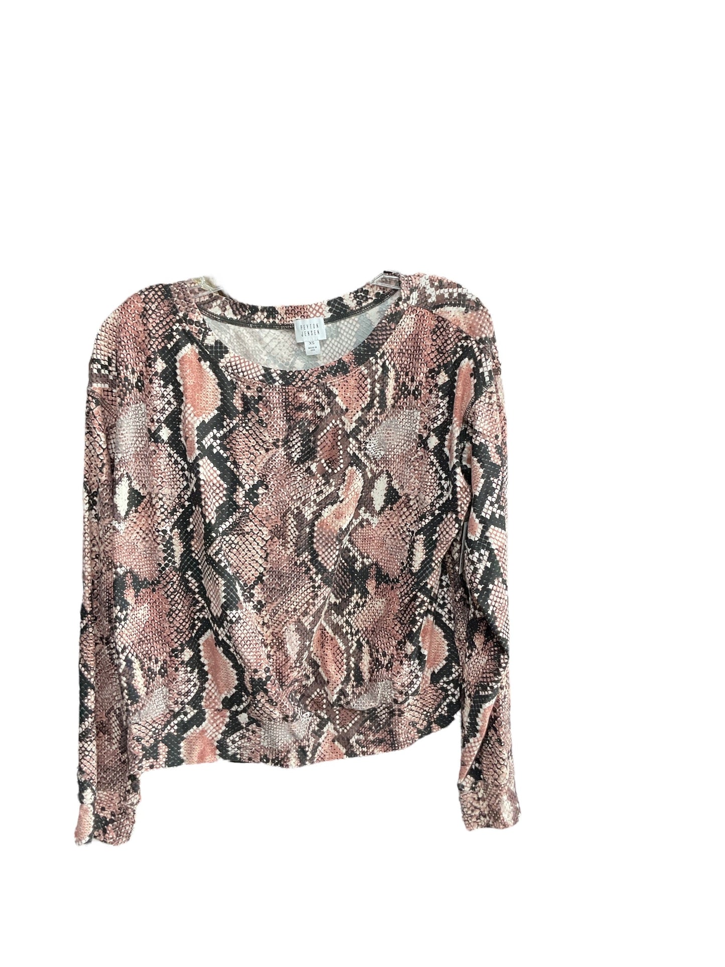 Top Long Sleeve By Peyton Jensen In Snakeskin Print, Size: Xs