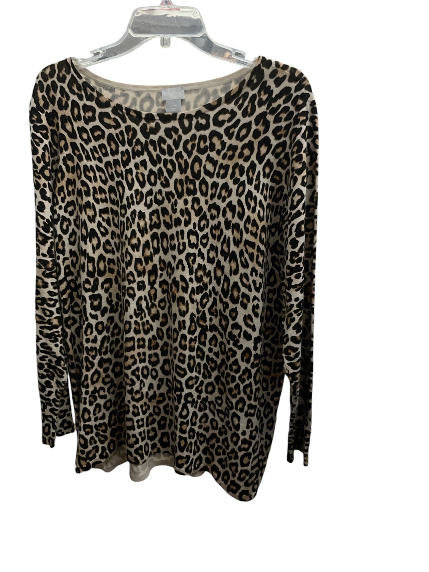 Sweater By Chicos In Animal Print, Size: L