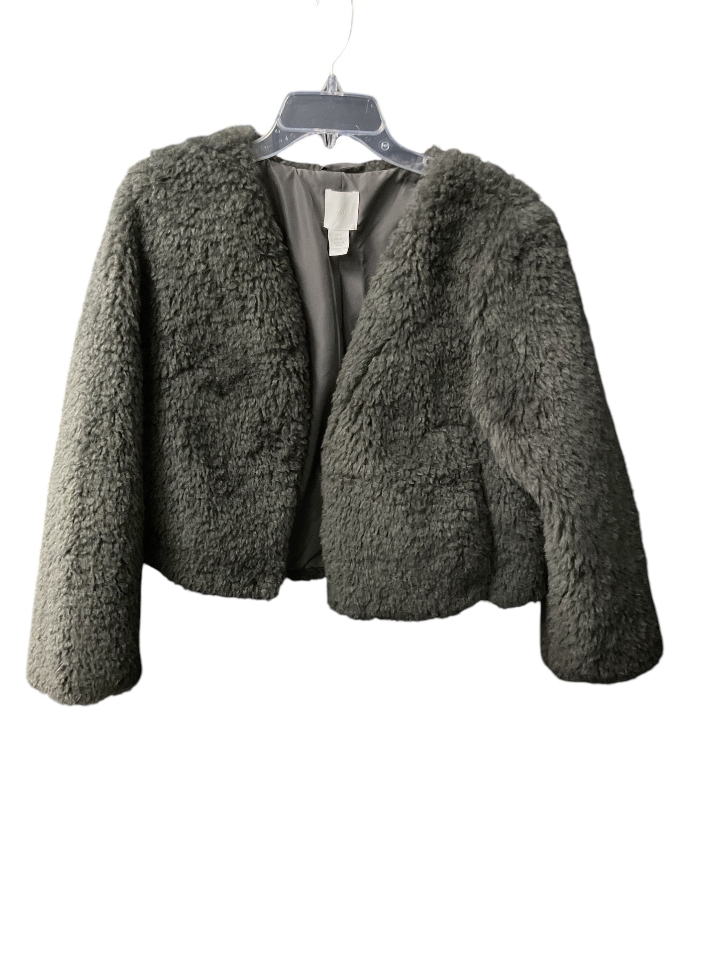 Jacket Faux Fur & Sherpa By H&m In Grey, Size: M