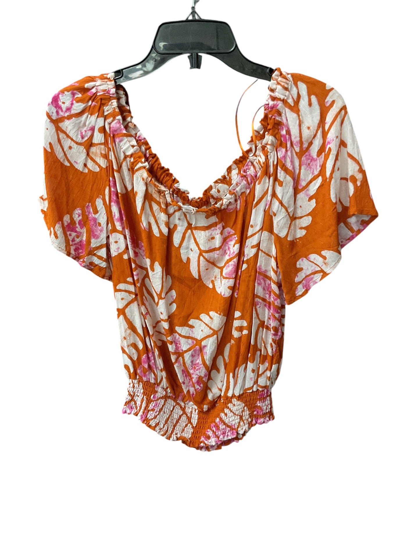 Top Short Sleeve By Nicole By Nicole Miller In Orange, Size: Xl