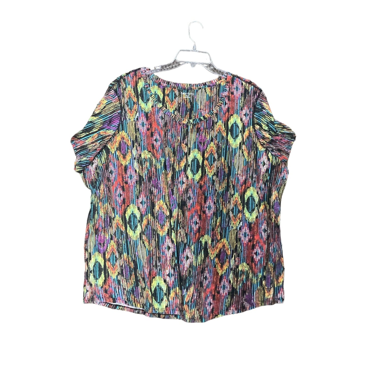 Multi-colored Top Short Sleeve Relativity, Size 3x