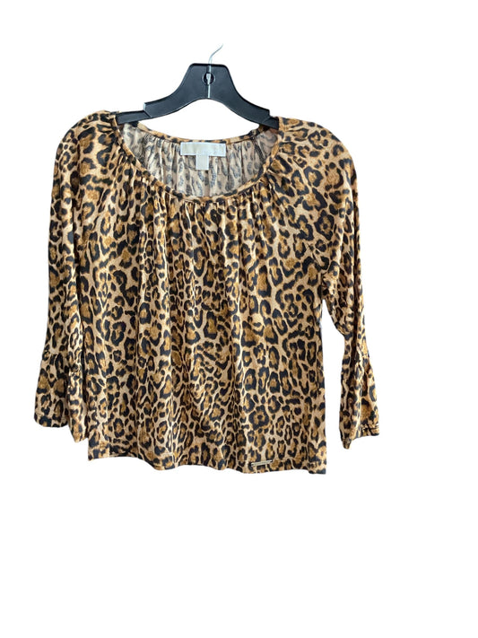 Top 3/4 Sleeve Designer By Michael By Michael Kors In Leopard Print, Size: S