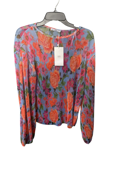 Top Long Sleeve By Zara In Floral Print, Size: M