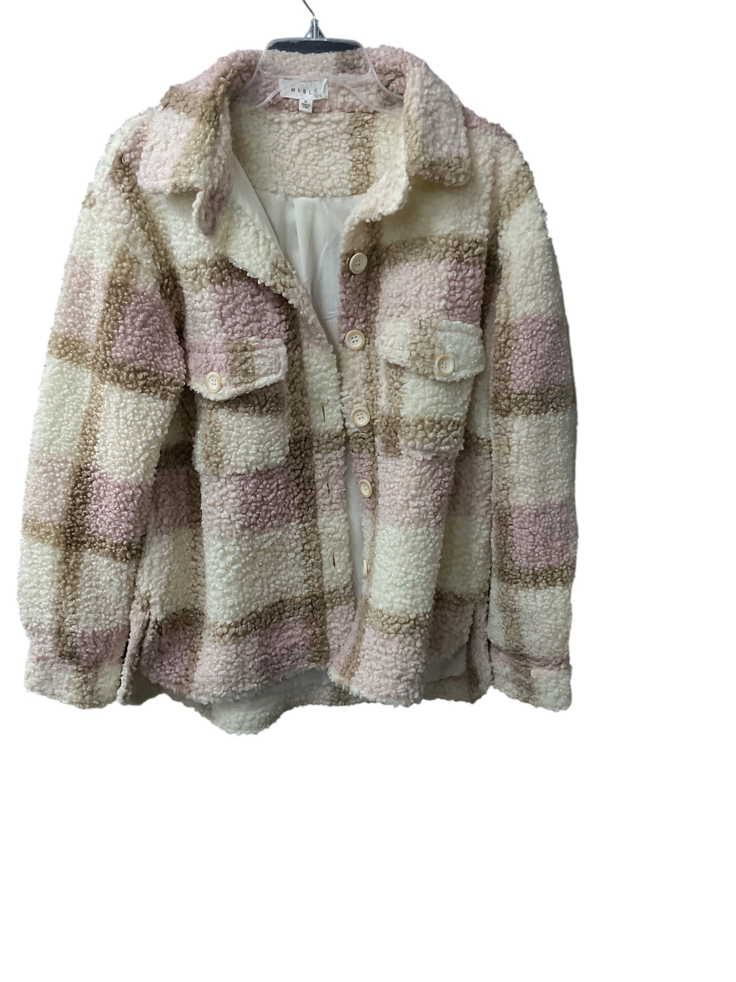 Jacket Shirt By Mable In Pink & Tan, Size: M