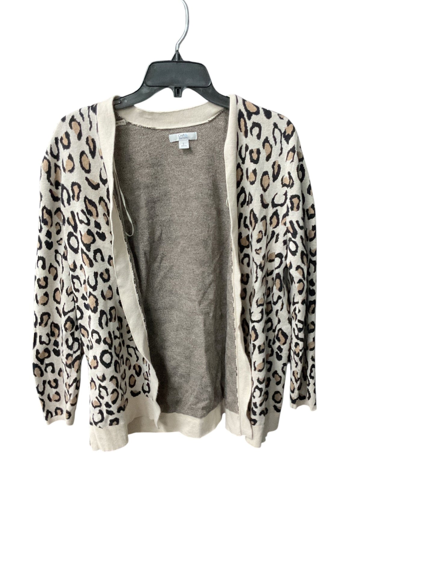 Sweater Cardigan By Croft And Barrow In Animal Print, Size: L