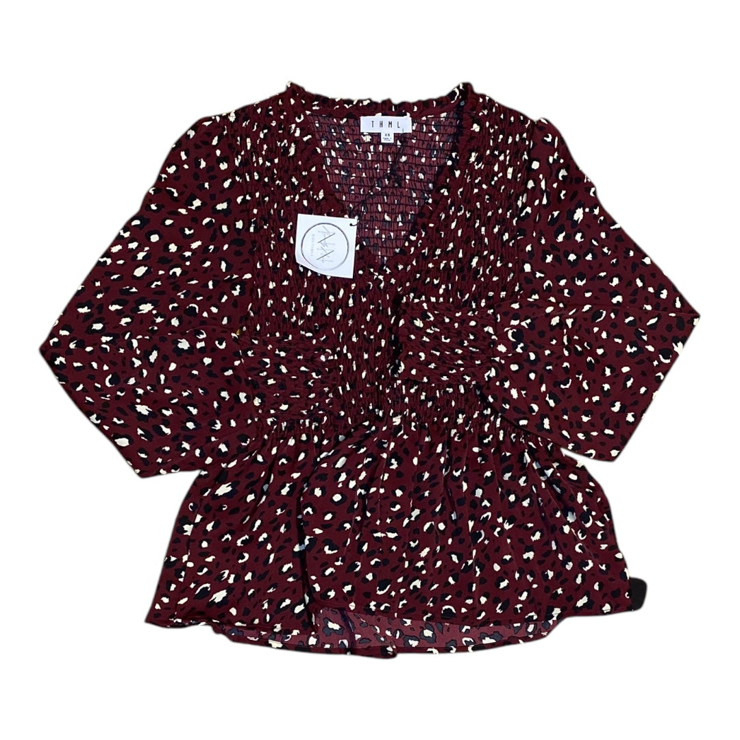 Top Long Sleeve By Thml In Animal Print, Size: Xs