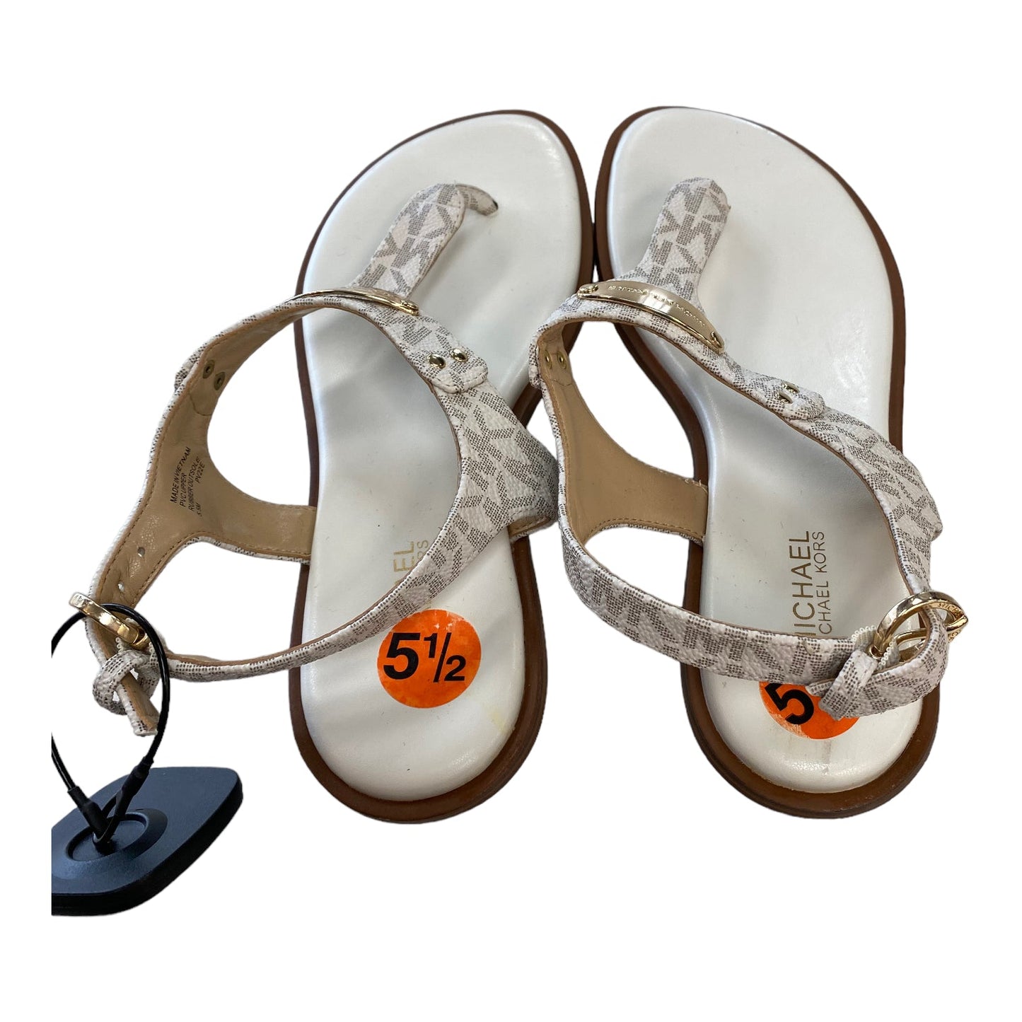 White Sandals Designer Michael Kors, Size 5.5