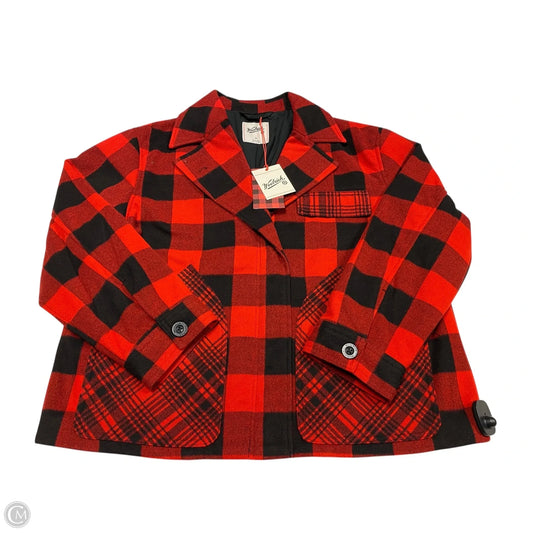 Jacket Shirt By Woolrich In Black & Red, Size: M