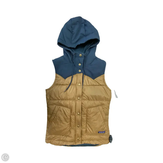 Vest Puffer & Quilted By Patagonia In Blue & Brown, Size: Xs