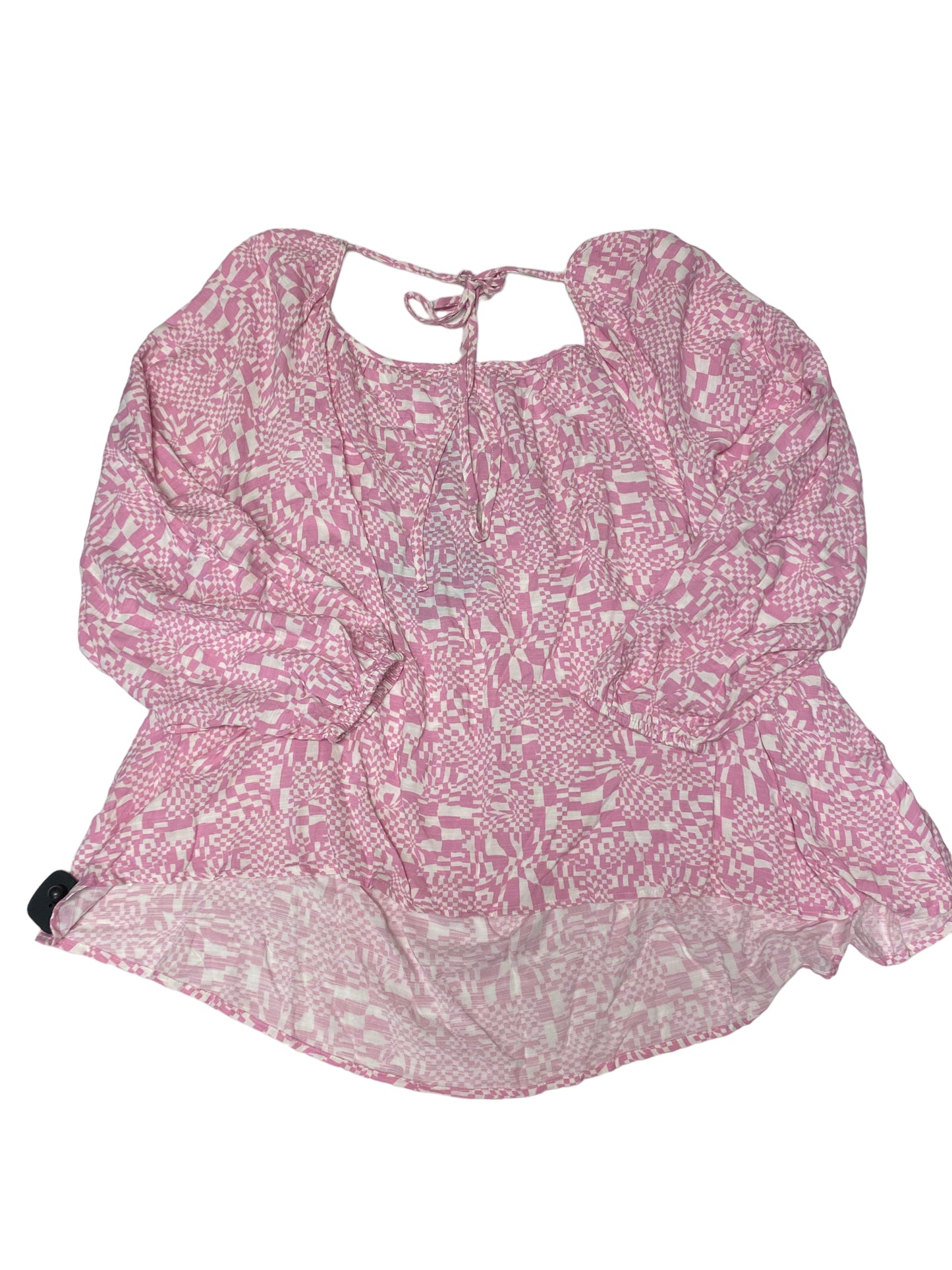 Pink & White Top Long Sleeve Ava & Viv, Size 2x