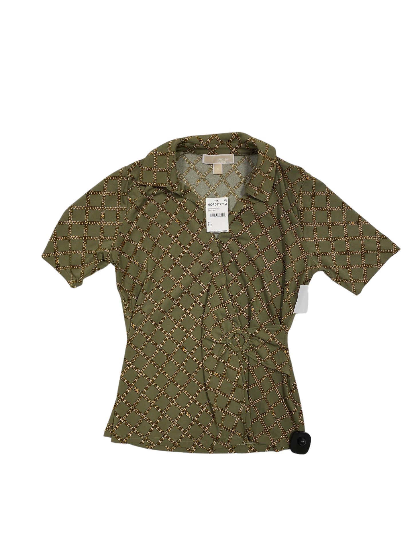 Green Top Short Sleeve Michael By Michael Kors, Size S