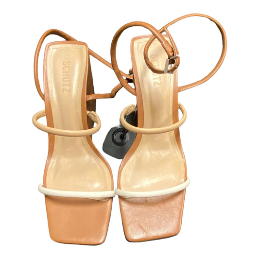 Brown Sandals Heels Wedge Cmc, Size 10